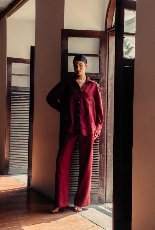 Camisa Ondas Oversized Vinho Profundo